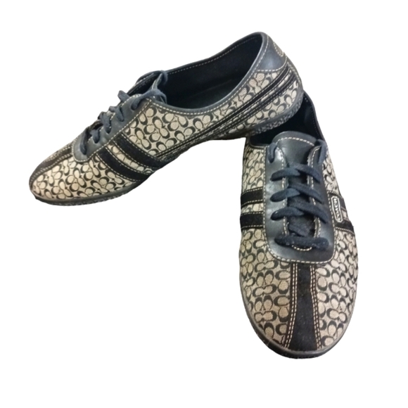 Coach Sneakers Erin Balack and Tan Jacquard Logo - Picture 1 of 10